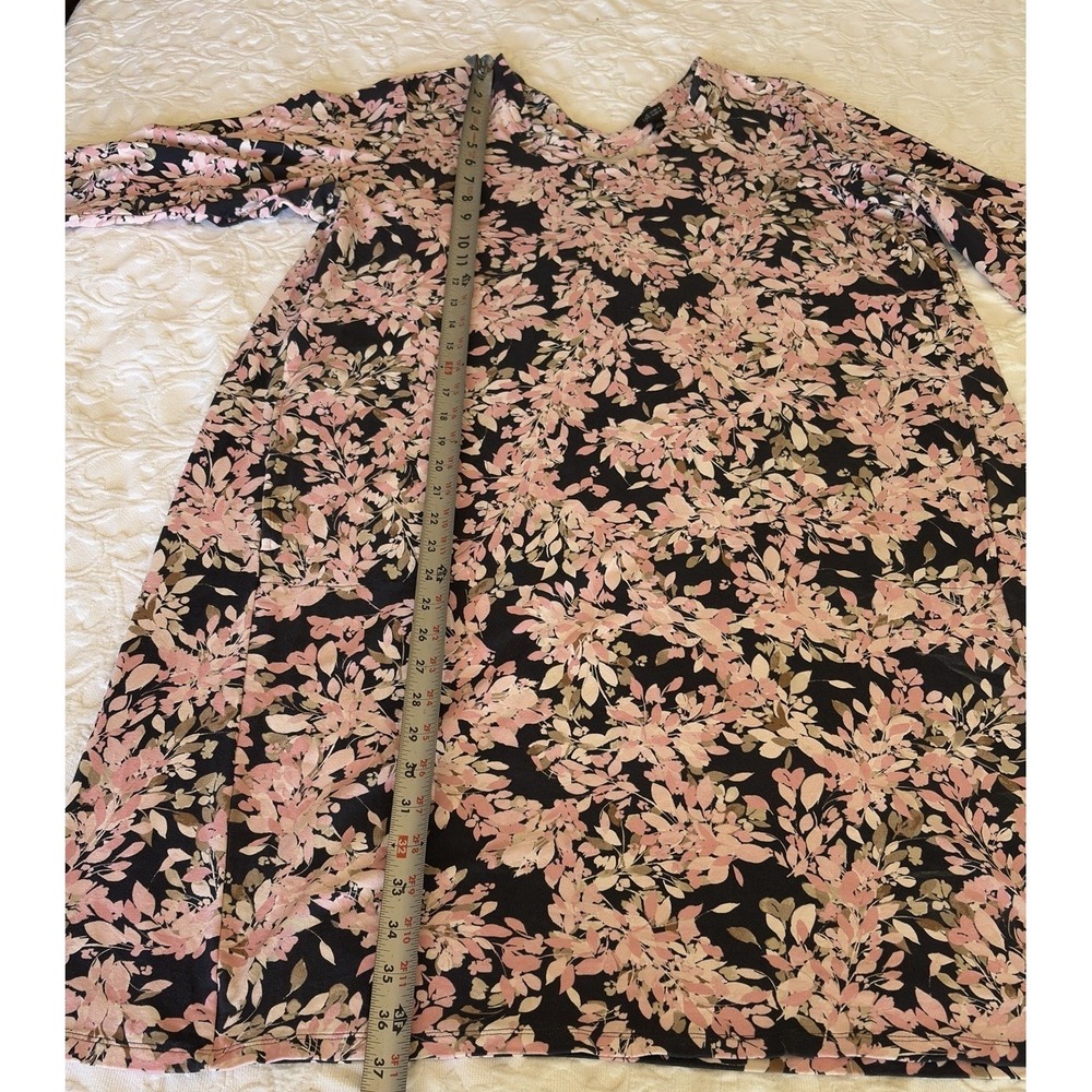 J. Jill Wearever Collection Dress L Shift Double V-Neck Pleat Floral Pockets - Picture 10 of 12